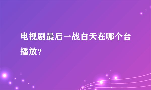 电视剧最后一战白天在哪个台播放？