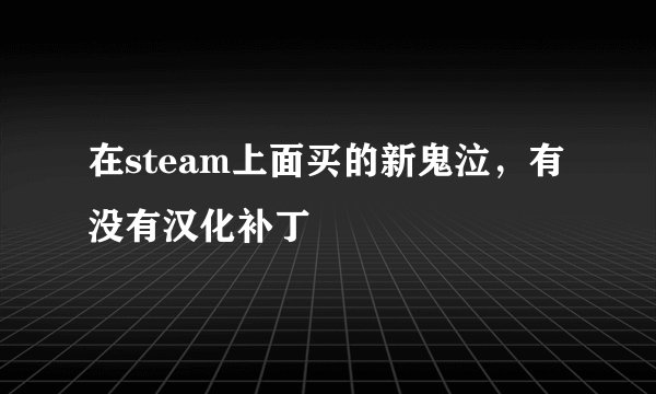 在steam上面买的新鬼泣,有没有汉化补丁
