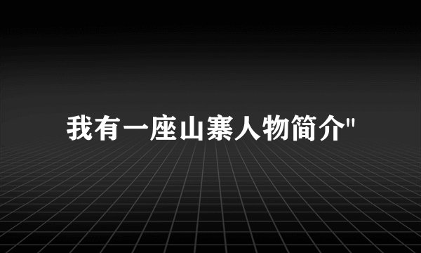 我有一座山寨人物简介