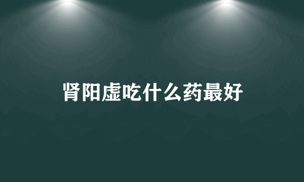 肾阳虚吃什么药最好
