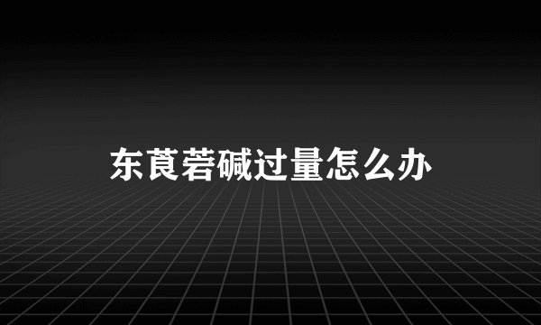 东莨菪碱过量怎么办