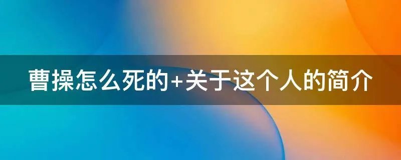 曹操怎么死的 关于这个人的简介