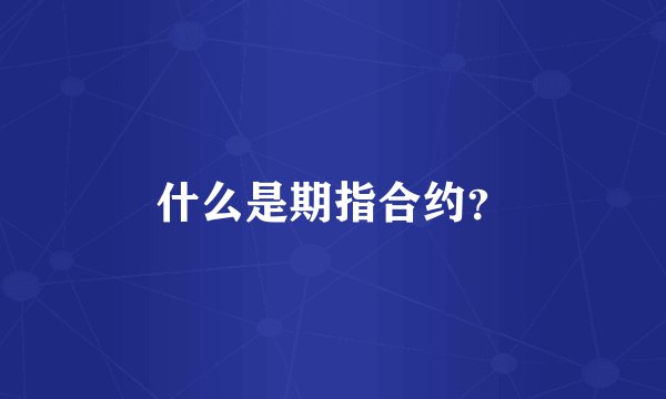 什么是期指合约？