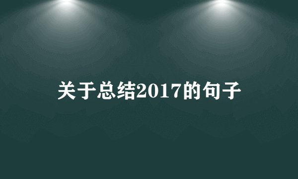 关于总结2017的句子