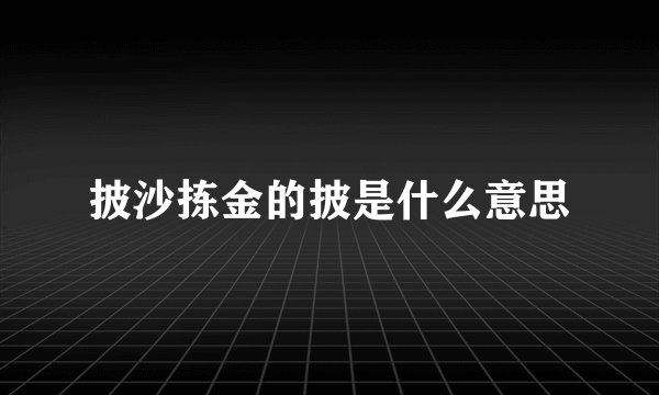 披沙拣金的披是什么意思