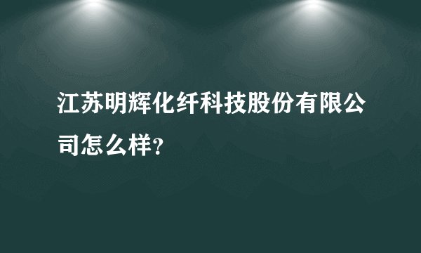 江苏明辉化纤科技股份有限公司怎么样？