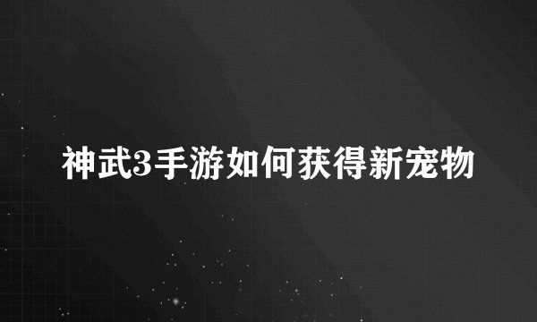 神武3手游如何获得新宠物