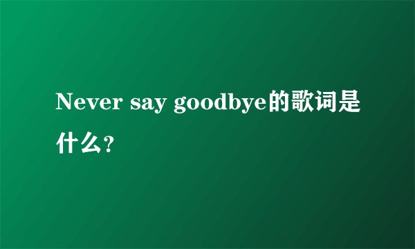 Never say goodbye的歌词是什么?