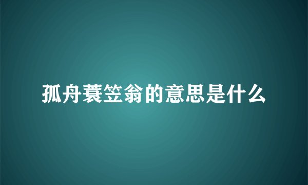 孤舟蓑笠翁的意思是什么