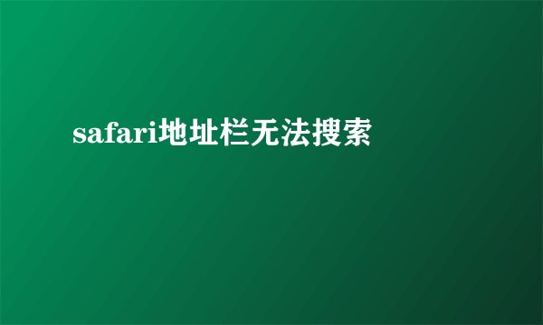 safari地址栏无法搜索
