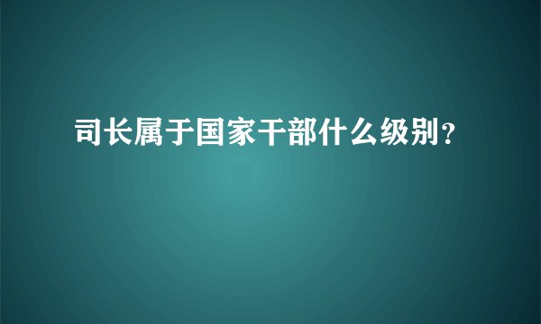 司长属于国家干部什么级别?