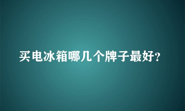 买电冰箱哪几个牌子最好？