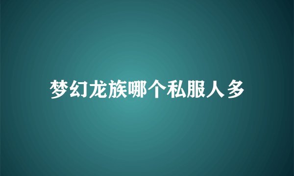 梦幻龙族哪个私服人多