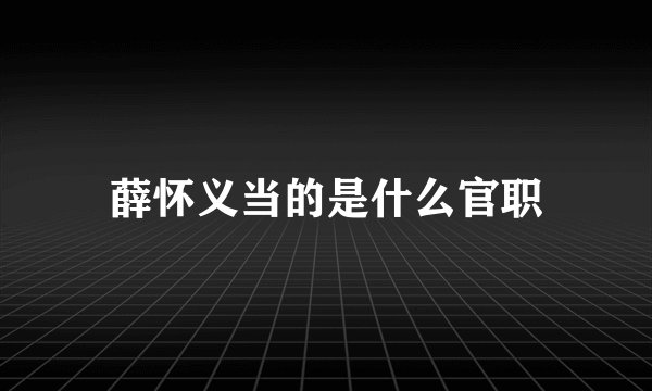 薛怀义当的是什么官职