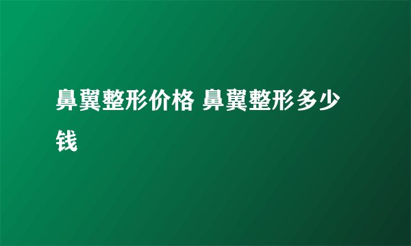 鼻翼整形价格 鼻翼整形多少钱