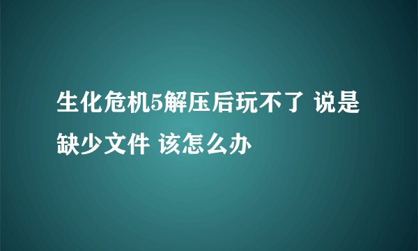 生化危机5解压后玩不了 说是缺少文件 该怎么办