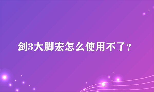 剑3大脚宏怎么使用不了？