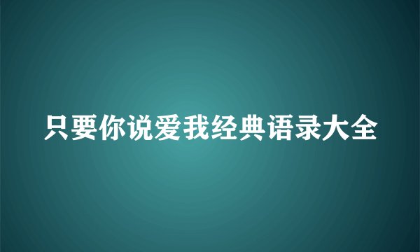只要你说爱我经典语录大全
