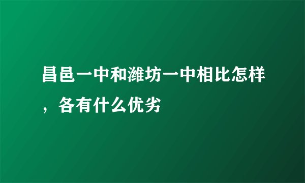 昌邑一中和潍坊一中相比怎样，各有什么优劣