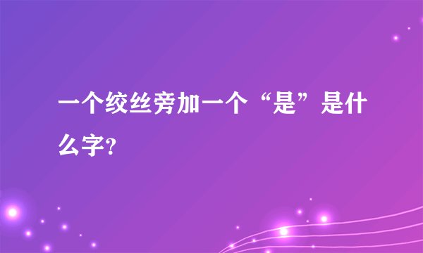 一个绞丝旁加一个“是”是什么字？