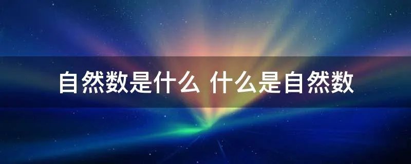 自然数是什么 什么是自然数