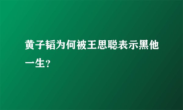 黄子韬为何被王思聪表示黑他一生？