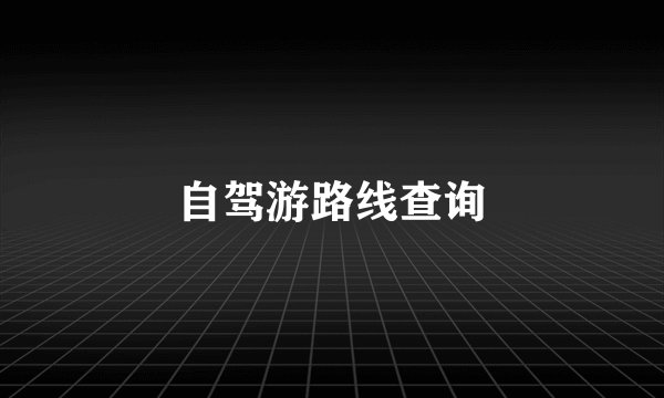 自驾游路线查询