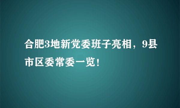 合肥3地新党委班子亮相,9县市区委常委一览!