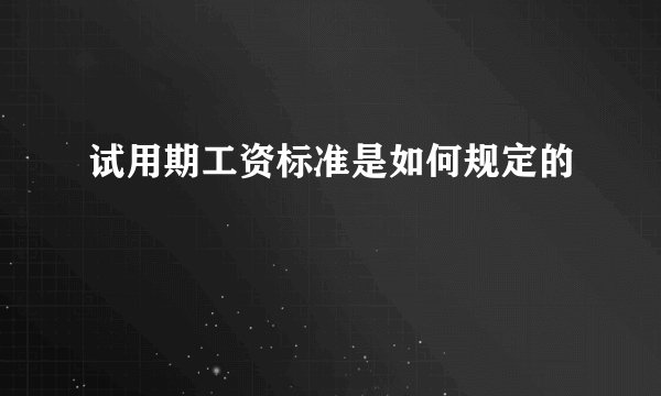 试用期工资标准是如何规定的