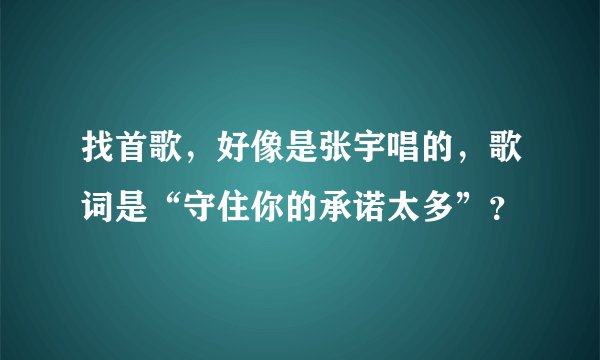找首歌，好像是张宇唱的，歌词是“守住你的承诺太多”？