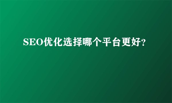 SEO优化选择哪个平台更好？