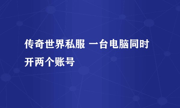 传奇世界私服 一台电脑同时开两个账号