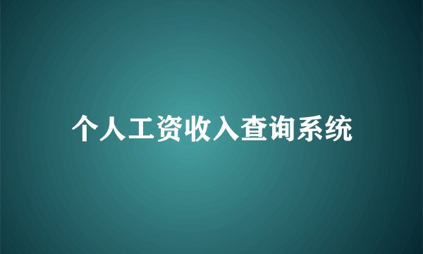 个人工资收入查询系统