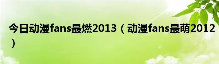 今日动漫fans最燃2013（动漫fans最萌2012）