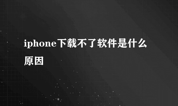 iphone下载不了软件是什么原因