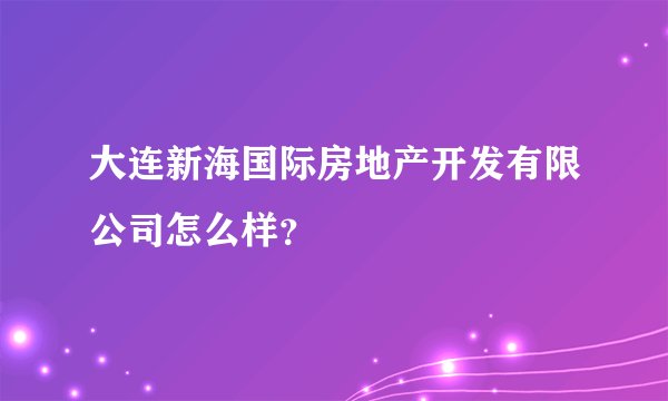大连新海国际房地产开发有限公司怎么样？
