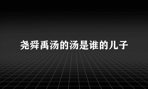 尧舜禹汤的汤是谁的儿子