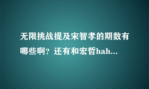 无限挑战提及宋智孝的期数有哪些啊？还有和宏哲haha的互动的期数？