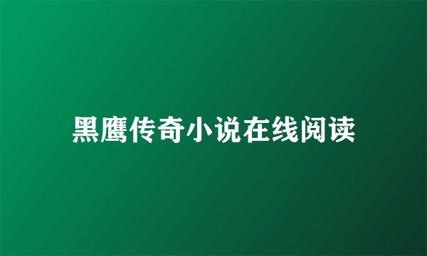 黑鹰传奇小说在线阅读