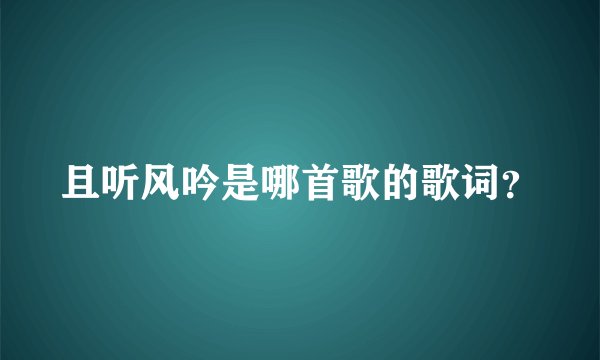 且听风吟是哪首歌的歌词？