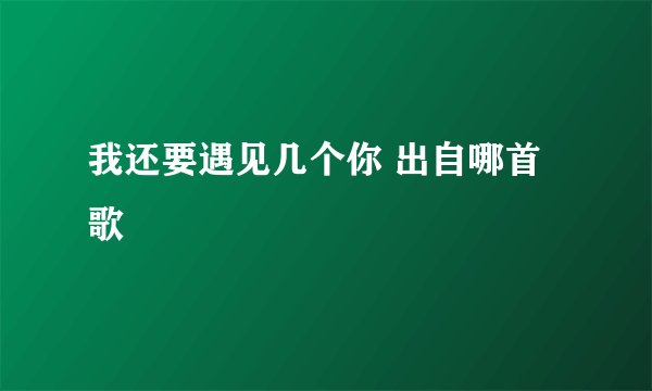 我还要遇见几个你 出自哪首歌