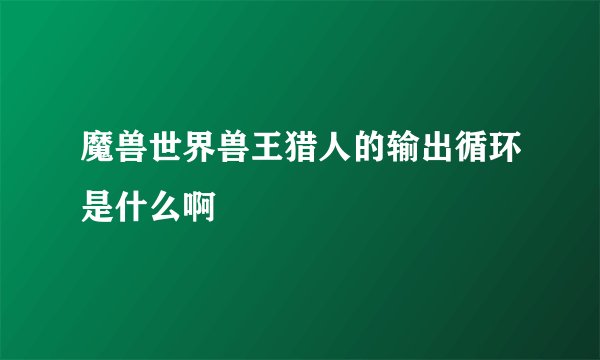 魔兽世界兽王猎人的输出循环是什么啊