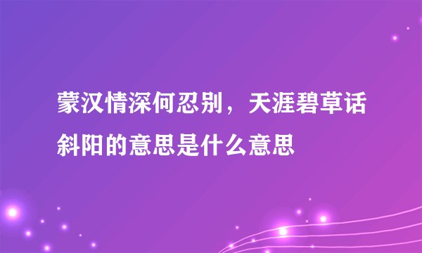 蒙汉情深何忍别，天涯碧草话斜阳的意思是什么意思