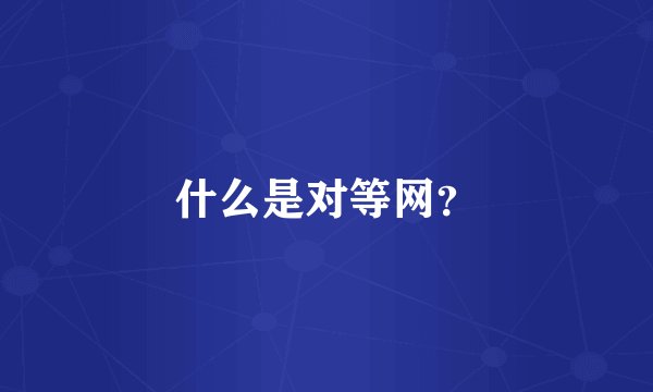 什么是对等网?