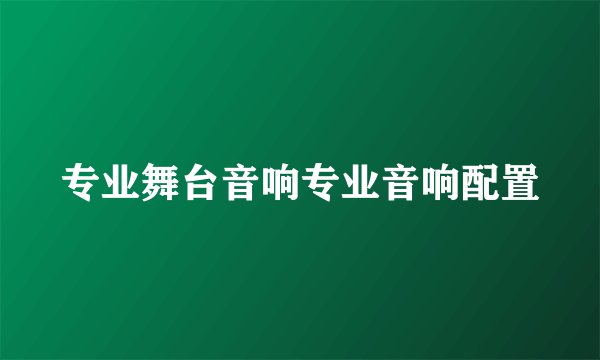 专业舞台音响专业音响配置
