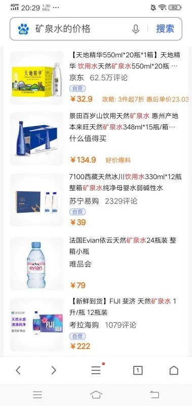 矿泉水的价格走势?