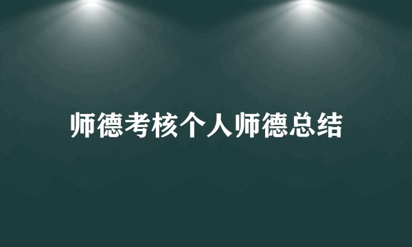 师德考核个人师德总结