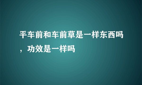 平车前和车前草是一样东西吗，功效是一样吗