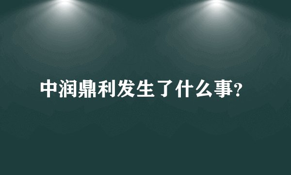中润鼎利发生了什么事？