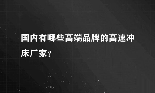 国内有哪些高端品牌的高速冲床厂家？